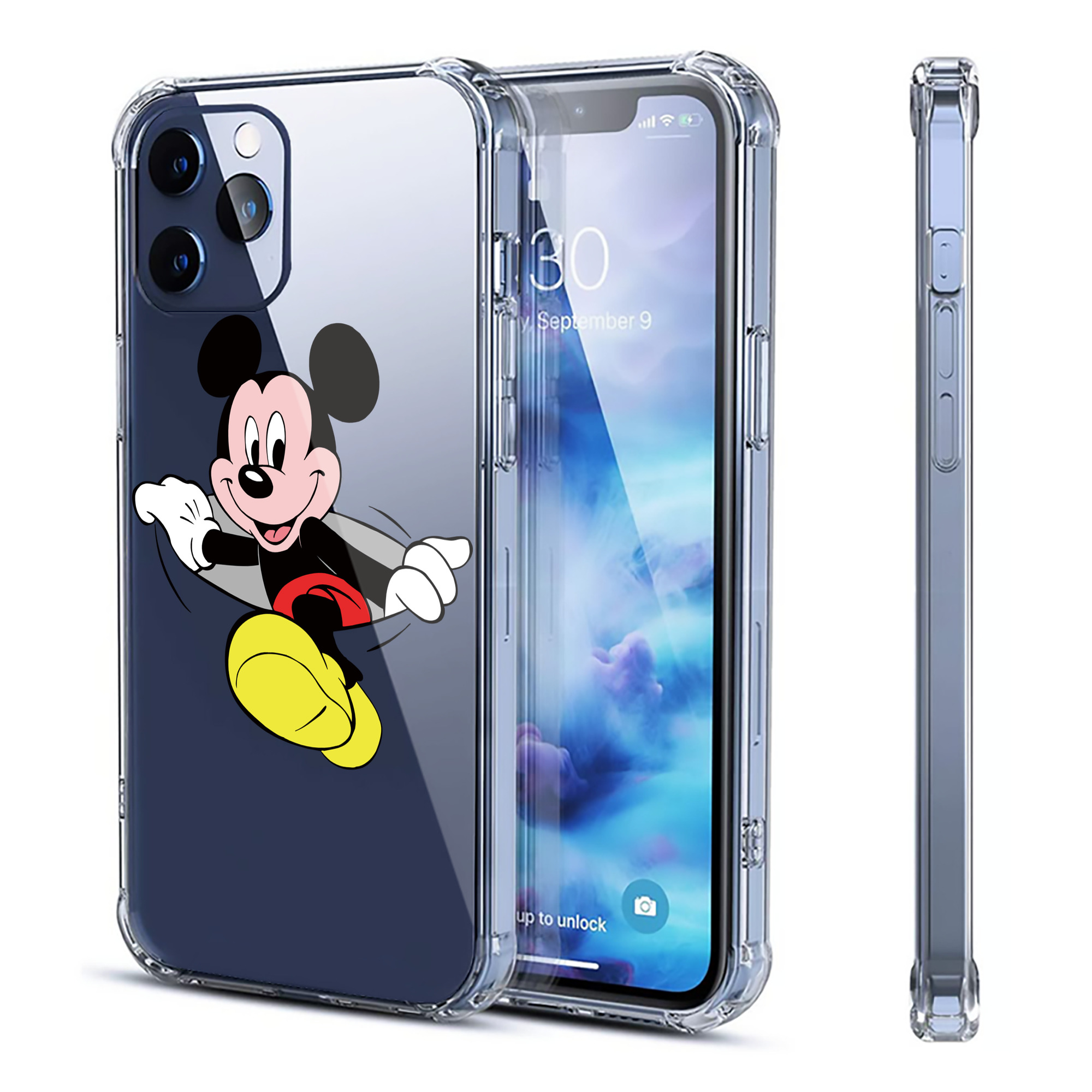 （画像用） ミッキーマウス Mickey Mouse 【iPhone 12シリーズ対応】透明スマホケース（クリアソフトケース）